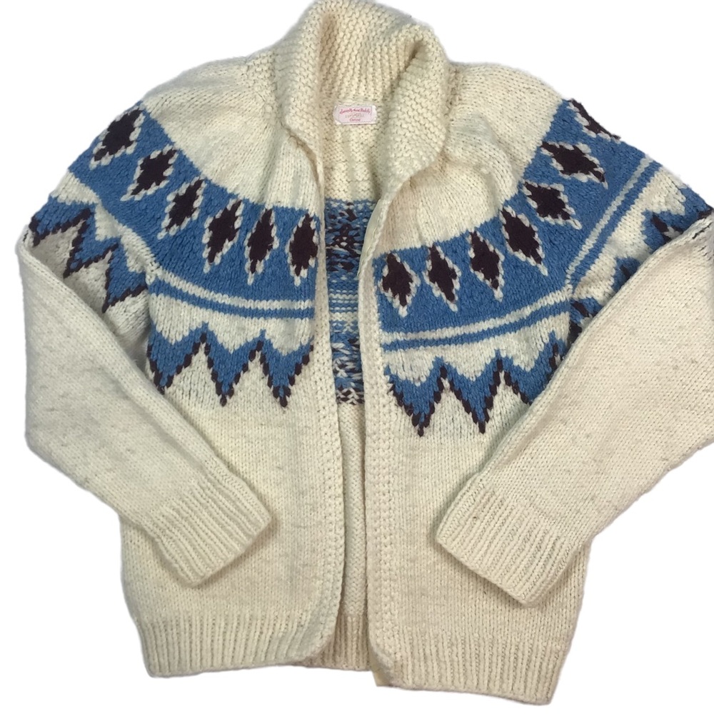 Vintage Cowichan style cardigan sweater